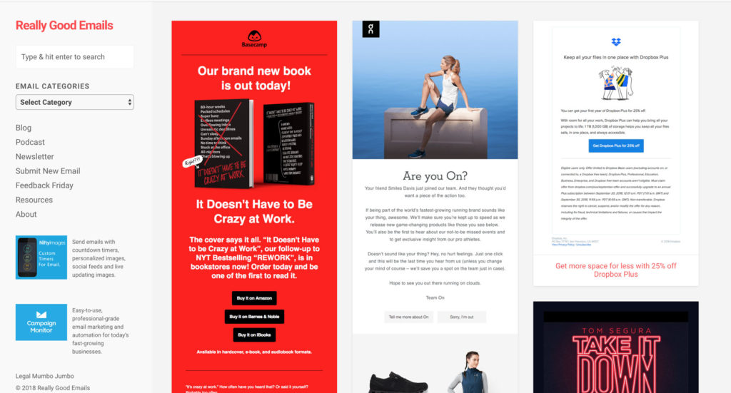 Reallygoodemails.com is perfect for finding email marketing examples