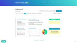 Neverbounce, email list verification, dashboard screenshot 2
