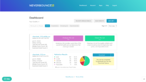 Neverbounce, email list verification, dashboard screenshot