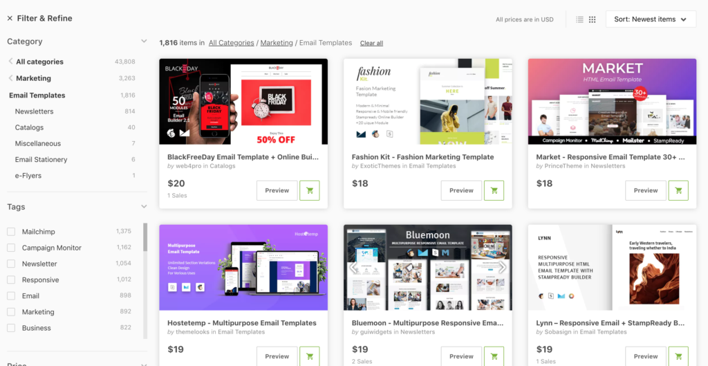 Themeforest paid email templates for email marketing