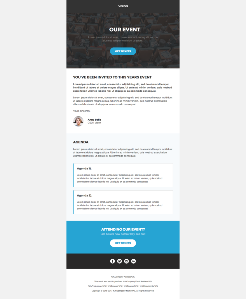 Litmus Email Template for an event